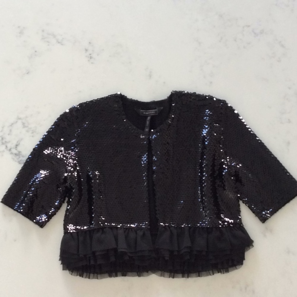 BCBG MAX AZRIA SEQUIN CROPPED SWEATER TOP XS